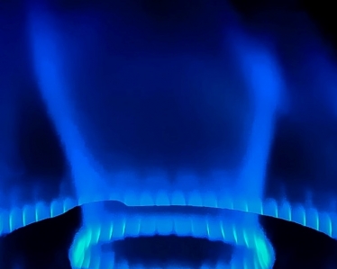 Blue gas flame burning