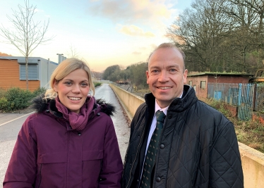 Miriam Cates MP with Chris Heaton Harris MP at the Don Valley Line pre COVID